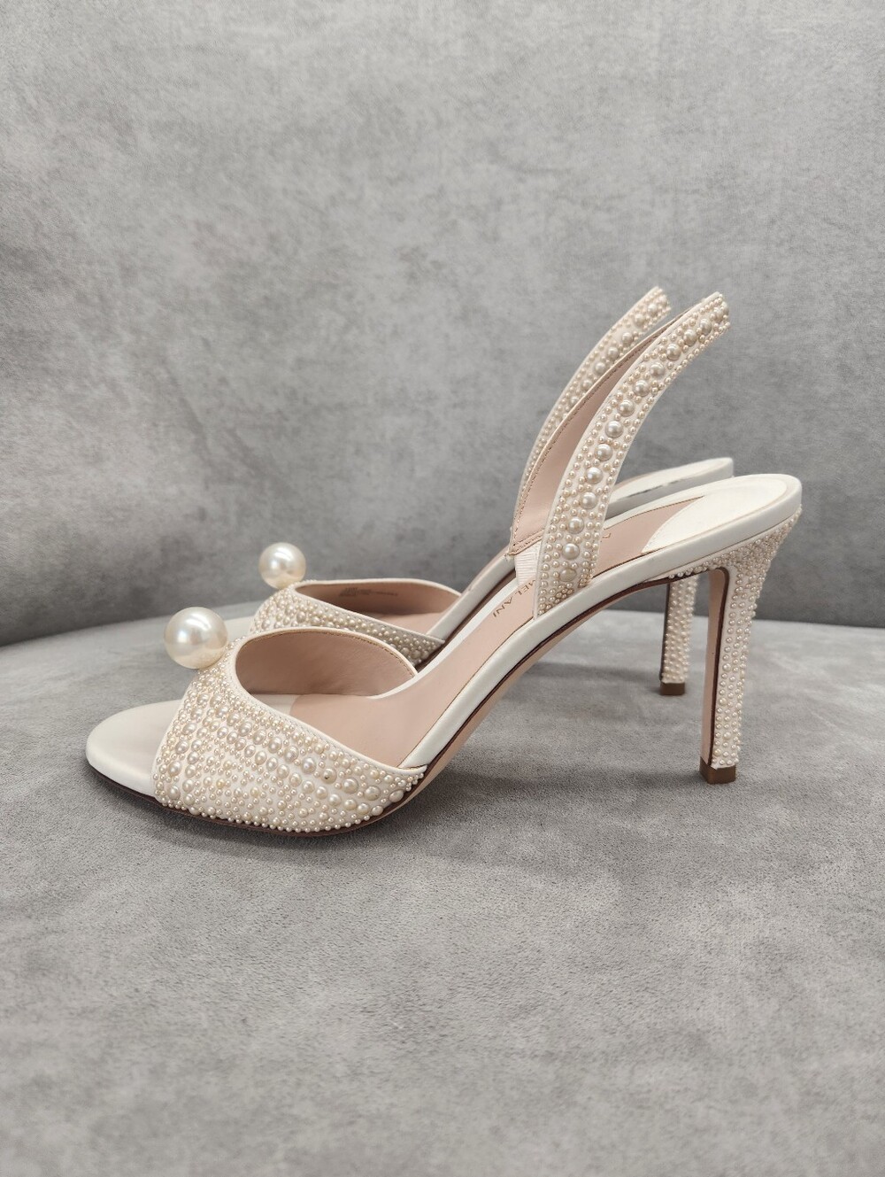 Antonio Melani Slingback Sandals 10 White Ivory Satin Lyssa Beaded Pearl New$120